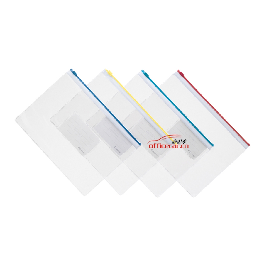 齐心 Comix F54 PVC透明拉链袋 A5 （颜色随机） 12个/包