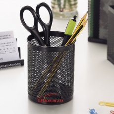 齐心 Comix B2002 圆形金属网纹笔筒（黑色） 12个/箱