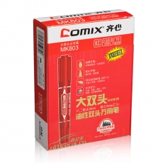 齐心 Comix MK803 大双头油性记号笔 10支/盒 （红色）
