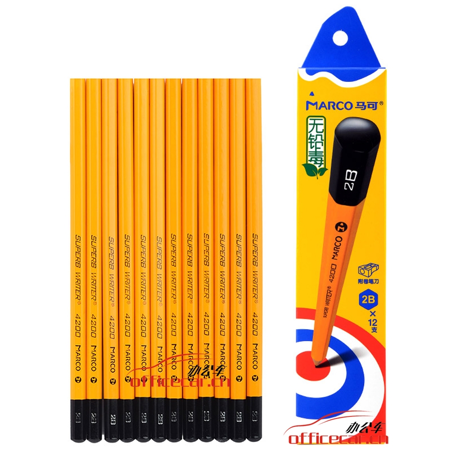 马可 Marco 4200 2B 黄色杆铅笔 12支/盒